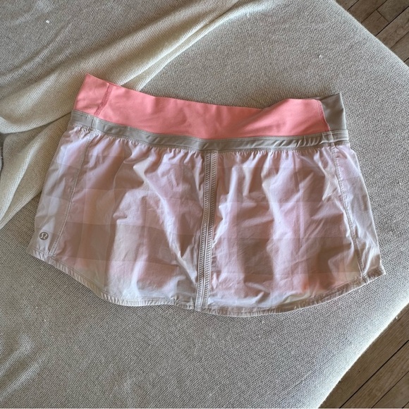Lululemon Run: Pace Skirt Gros Gingham Dune / Dune / Bleached Coral - Picture 9 of 11